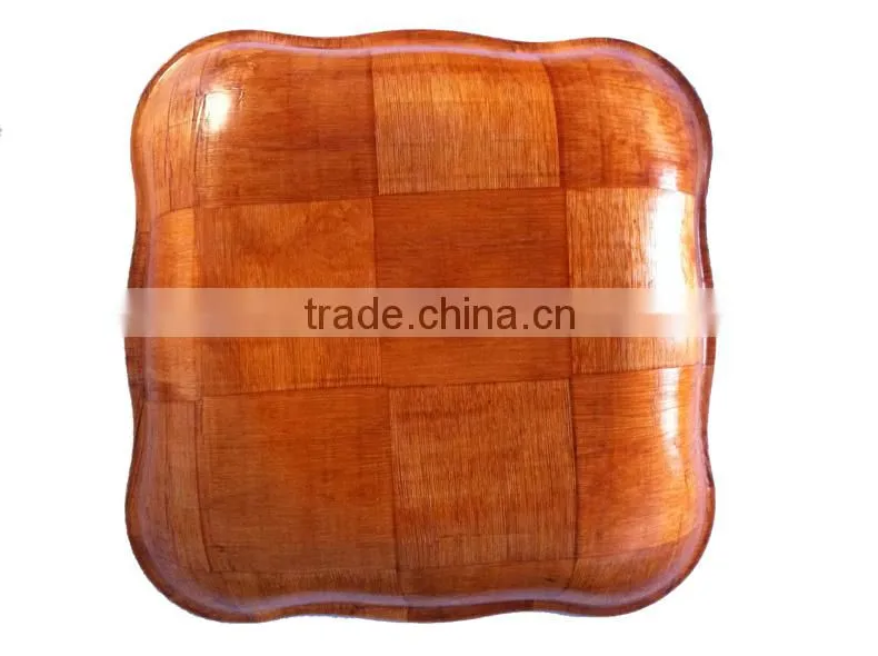 W622/ Rectangle Wooden Woven Snack Bowl, Woven Salad Bowl