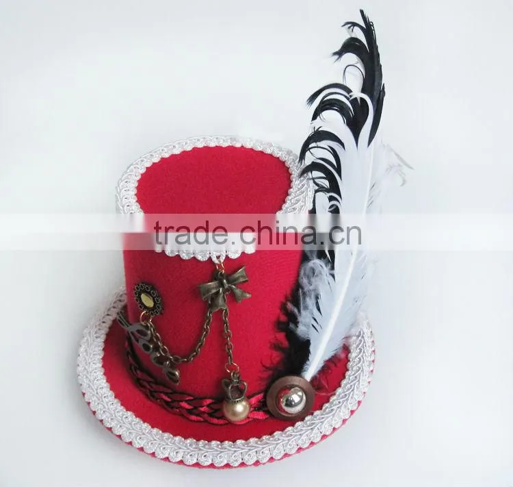 MYLOVE 9cm red feather top hat fascinations costumes fascinator MLGM034