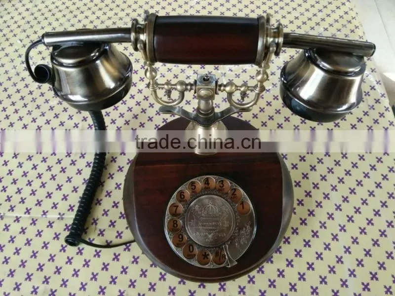 2016 hot selling Antique wood Retro Rotary dial telephone