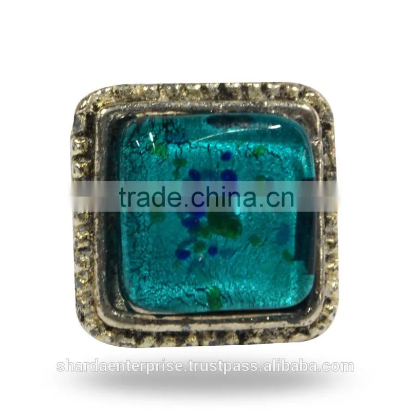 Metal & Glass square Knob (Pink)