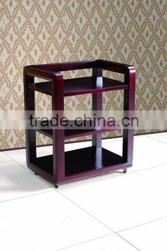 Luxury solid wood beauty salon trolley,salon furniture salon brown color trolley(BD-Q)