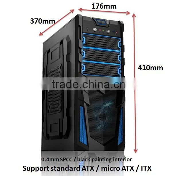 ATX Computer Case, Made of 0.4mm SECC and 3 CD-ROM Drives Bay on Front Panel , purple computer case