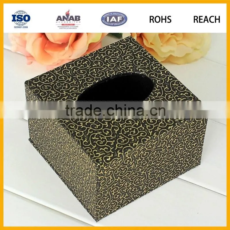 High quality PU Leather square tissue paper box for car/ hotel/office