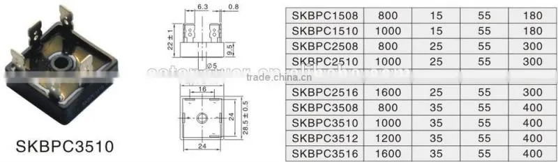 SKBPC3510 three-phase bridge rectifier SKBPC1508 SKBPC2510 SKBPC3512