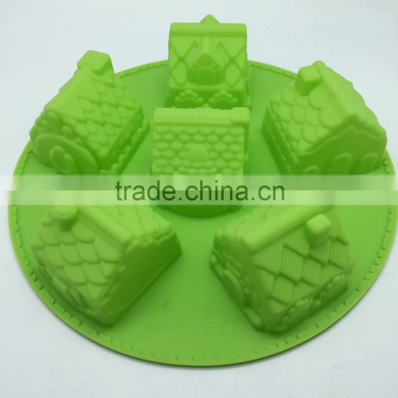 6 Cavity 3D Mini House Shape Silicone Cake Mold chocolate mold
