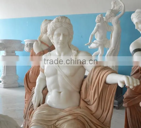 Hand Carved Life Size Marble Statue of Apollo Bath
