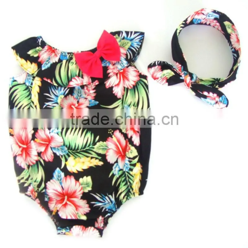 2016Direct Manufacturer Kids Summer Wear Sleeveless Seaside Bella Romper ,Baby Girls Floral Jumpsuit, Boutique Outfits For Girls