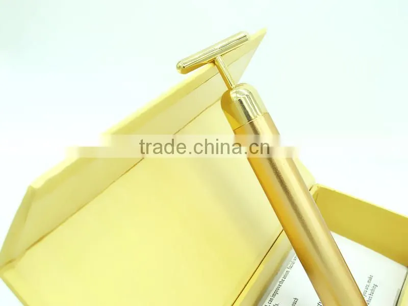 Beauty Bar 24K Golden Pulse Skin Care Gold Facial Roller Vibration Face Massager