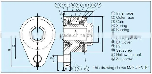 MZEU80 one way roller clutch lathe machine clutch