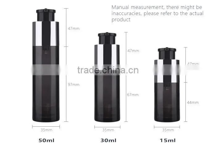 Plastic empty cosmetic 15ml/30ml/50ml airless bottle