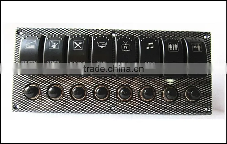 New Car Boat Marine LED Rocker Switch Panel 8Gang
