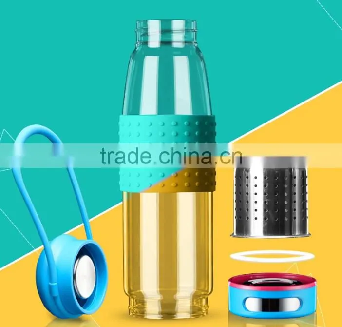Borosilicate glass sports bottle with silicone sleeve