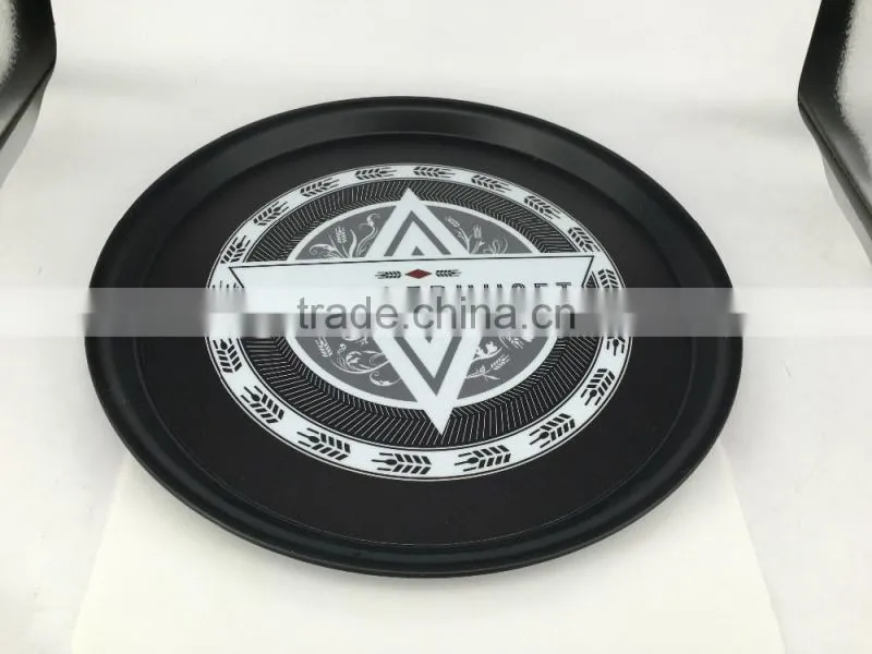 PS Dia 33.2cm Plastic transparent round snack serving tray/TPR anti-skid anti-slip tray