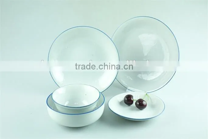 Ceramic dinnerware set with blue edge with cheap price in stock