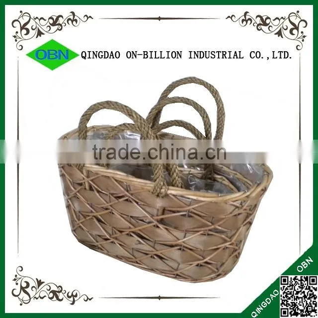 Hand woven straw vintage wicker bags with plastic liner