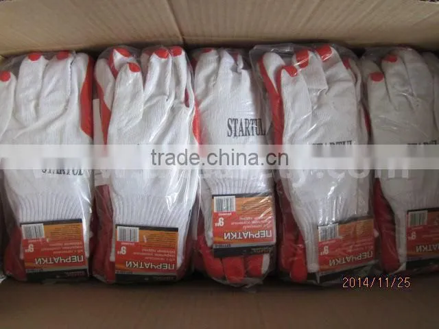 DDSAFETY 2017 Red Rubber Coated Gloves With Cotton Liner Safety Gloves