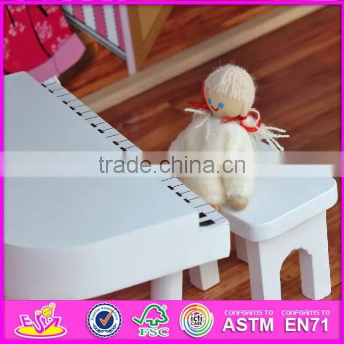 2016 new design girls pretend play super model wooden dollhouse W06A151