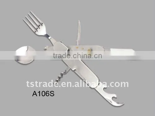 2014 Picnic pocket stainless steel multi outdoor barbecue tool set tableware( K526B)