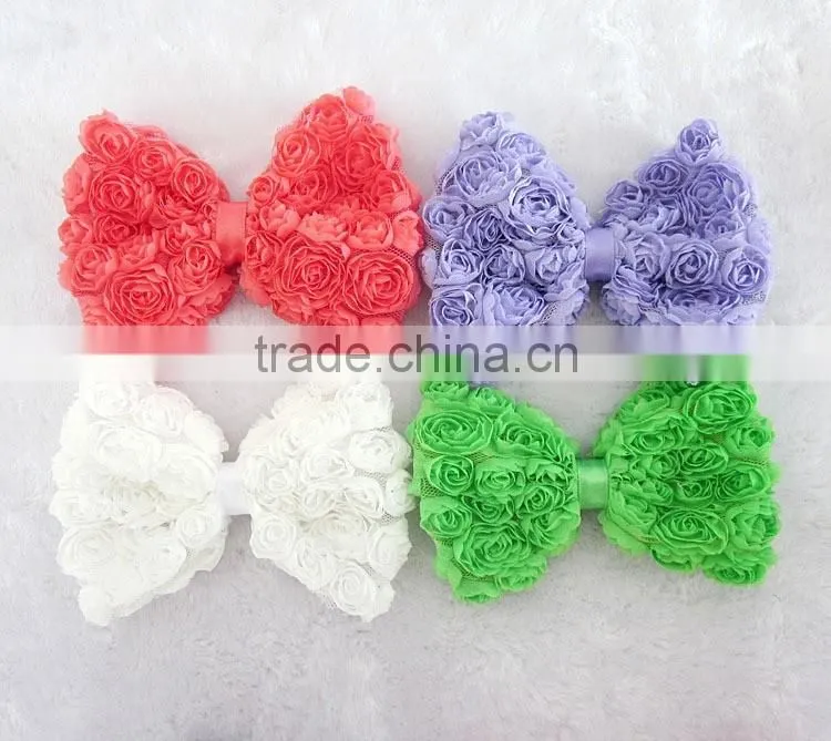 shabby bow flower clip for kids hair accessories