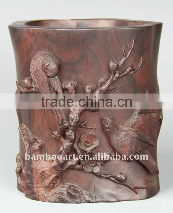 wood carving crafts( wooden pencil vase)
