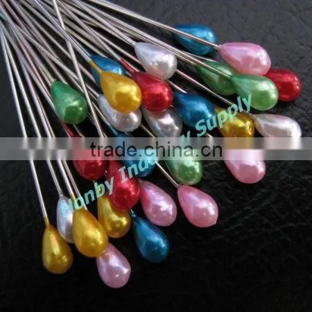 Wholesale 55mm pearl colors teardrop plastic corsage pin