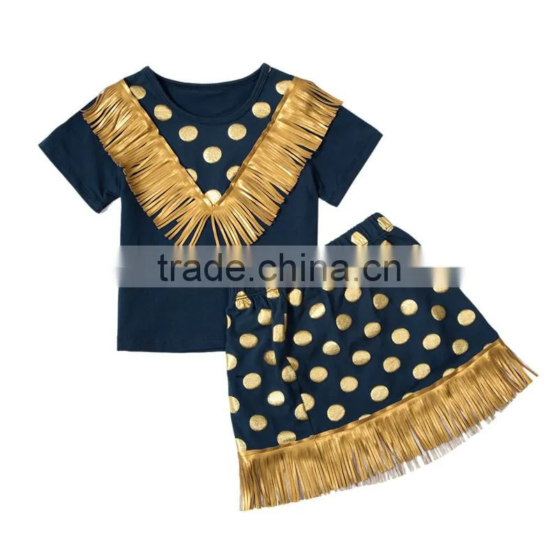 2016 wholesale kids clothing kids wear polka dot pettiskirt set with vintage