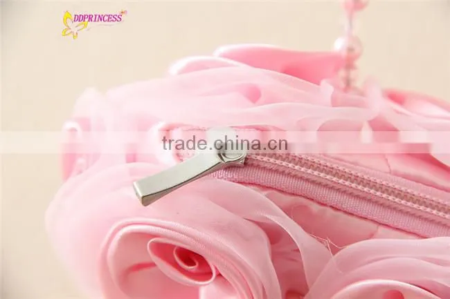 Lovely children rose flower handbag pink kid designer handbag cheap mini kid handbag