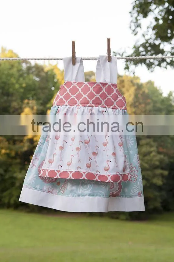 New Arrive Littler Girls Flamingo Dress Kids Summer Printed Dress