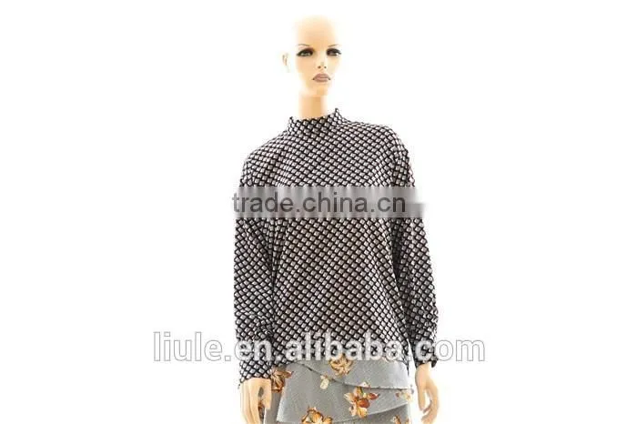 Hot sale high collar blouse design Women long Sleeves Blouse