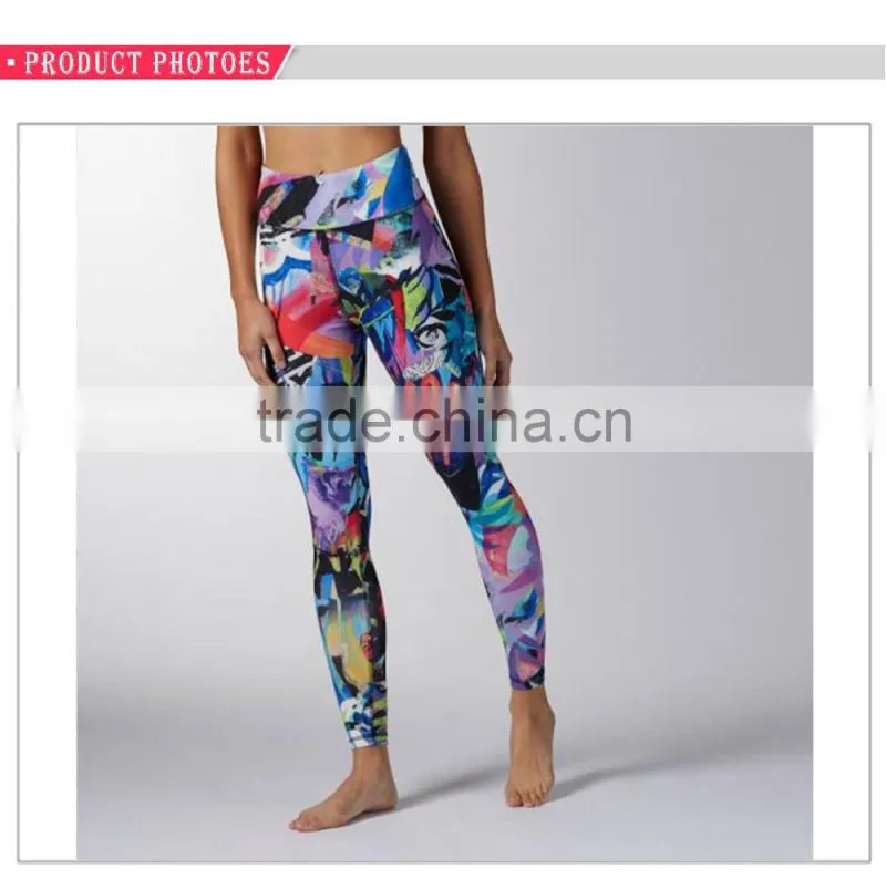 2017 New deign high waist printing yoga sexy tight legging women sport legging