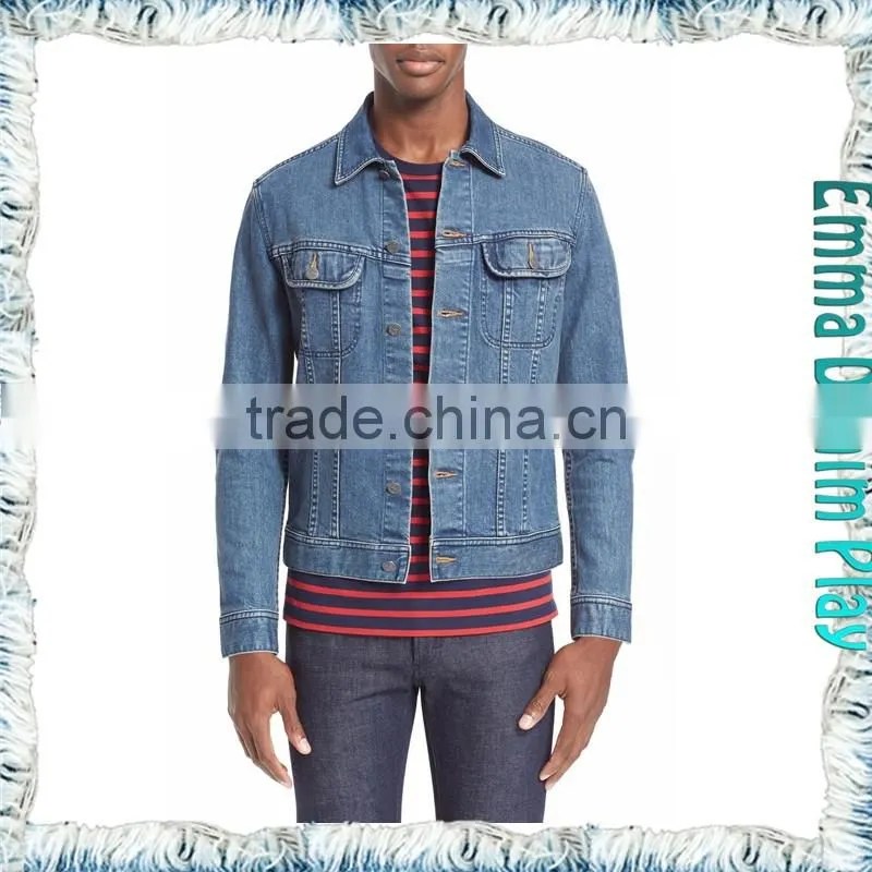 Fashion Style Mens Turn-down Collar Slim Fit Design Jeans Jacket