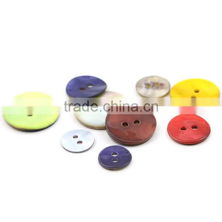 High Quality Colorful 2-Holes 100pcs/Bag Round Natural shell Button Mother of Pearl Buttons