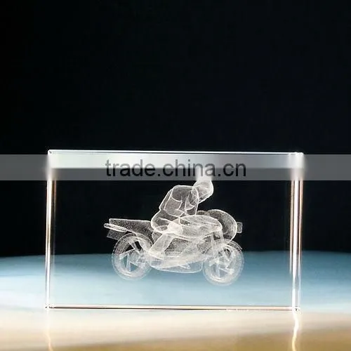 3D laser Cube engraved crystal car for gift