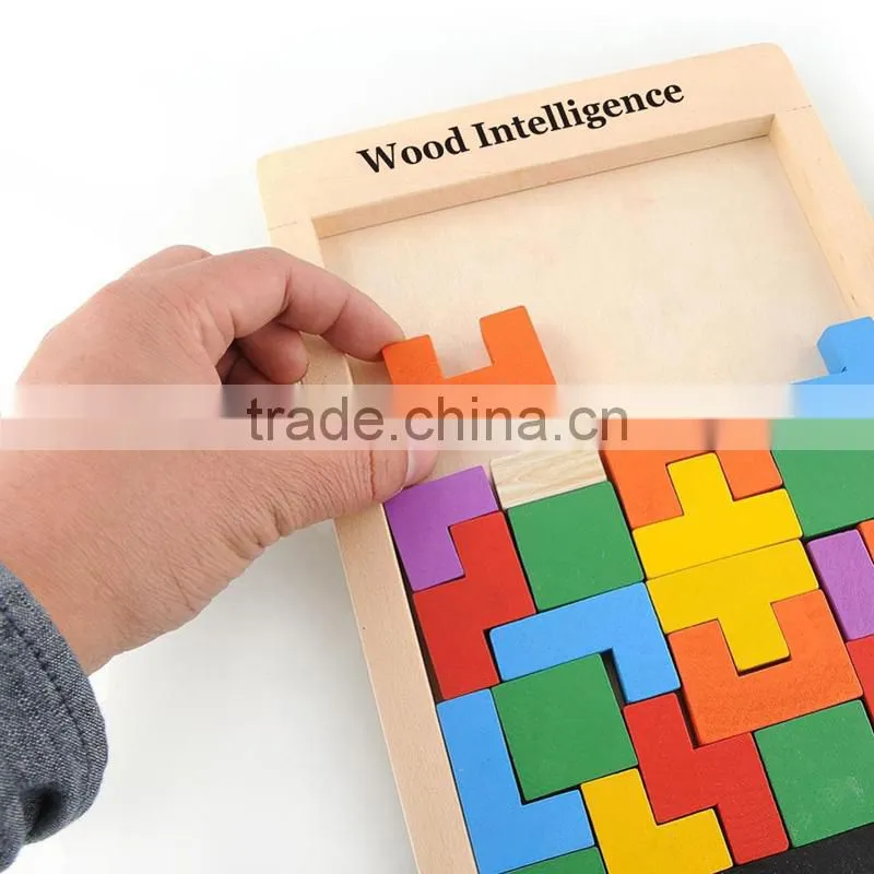 Colourful Wooden Colorful Tangram Puzzle Tetris brick pass game Russia square blocks