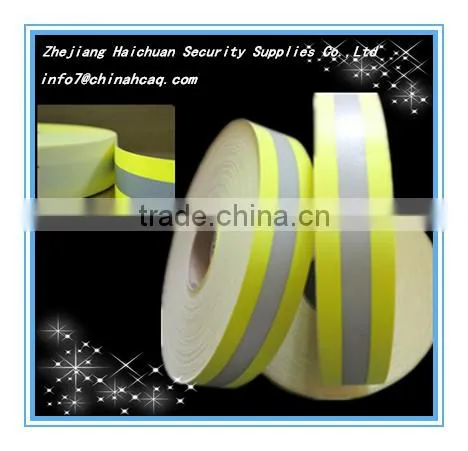 Fluorescent Warning Fire Retardant Reflective Fabric Tape For Safety Wear