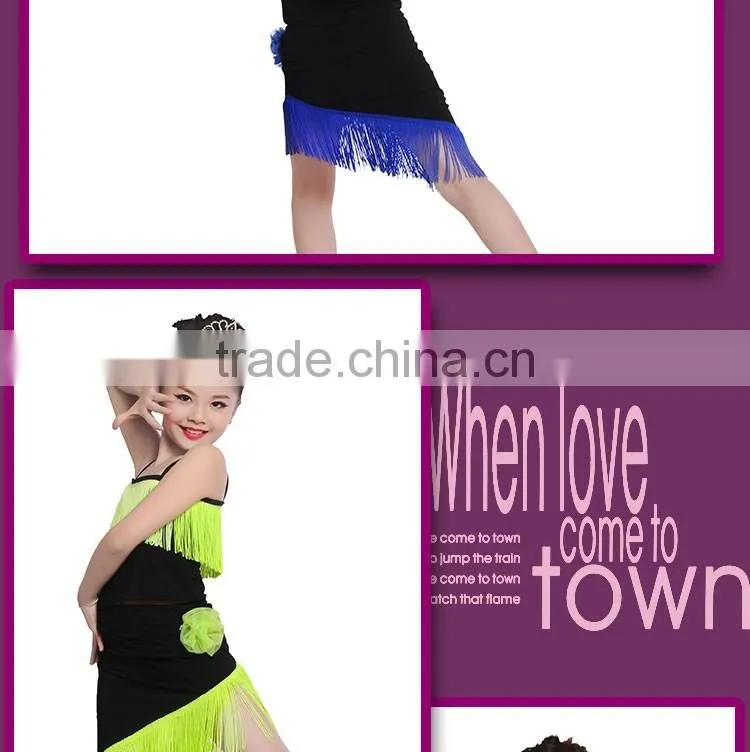 Girls Child Samba Tango Performance Skirt Suit Kids Sexy Camisole Tassel Latin Dance Dress