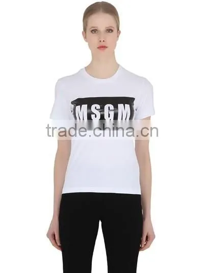 Custom Fashion White Printed T-Shirts Cotton/polyester Girls Fashion White Printed T-Shirts Short Sleeve Slim T Shirts for women