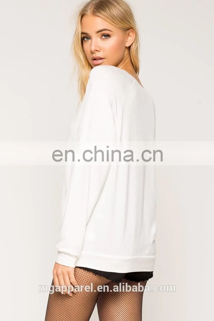 Wholesale custom lady fashion floral printed long sleeve t-shirt
