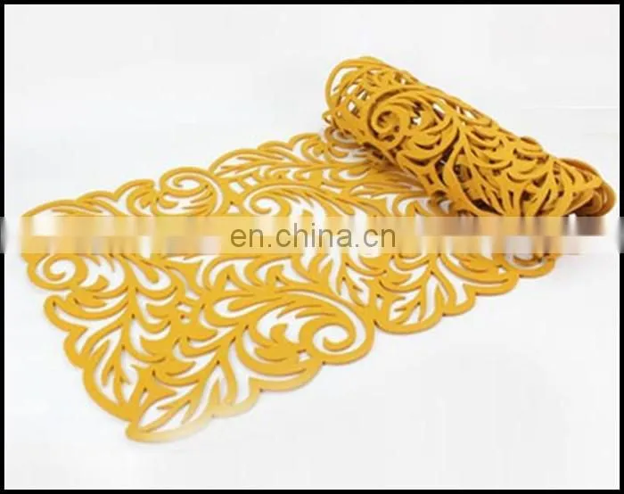 2016 new style yellow color and flower style felt table runner