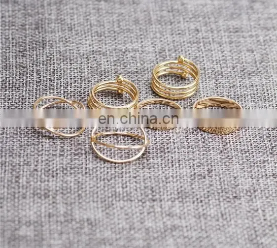 Punk Gold Silver Stack Above Knuckle Ring Band Midi Finger Rings Set 6PCS/Set