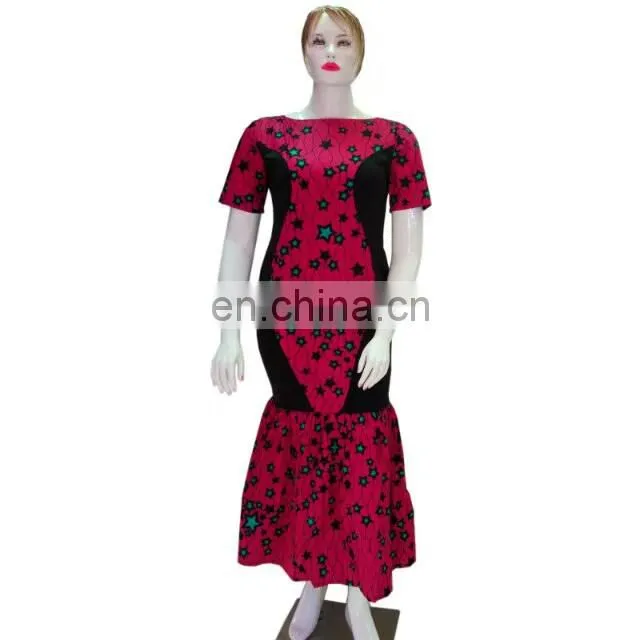 High quality african style wax fabric african long wax dresses