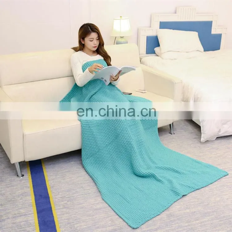 100% acrylic knitted keep warmer square blanket