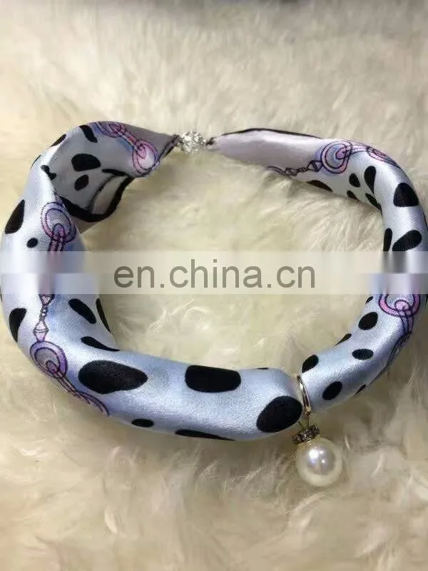 Black flowers printing on polyester chiffon scarf for women