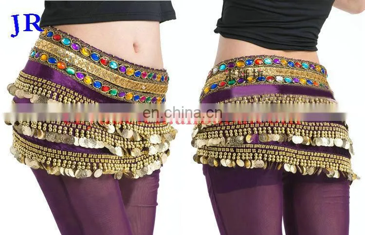 Indian belly dance hip scarf with gold coins Y-2033#