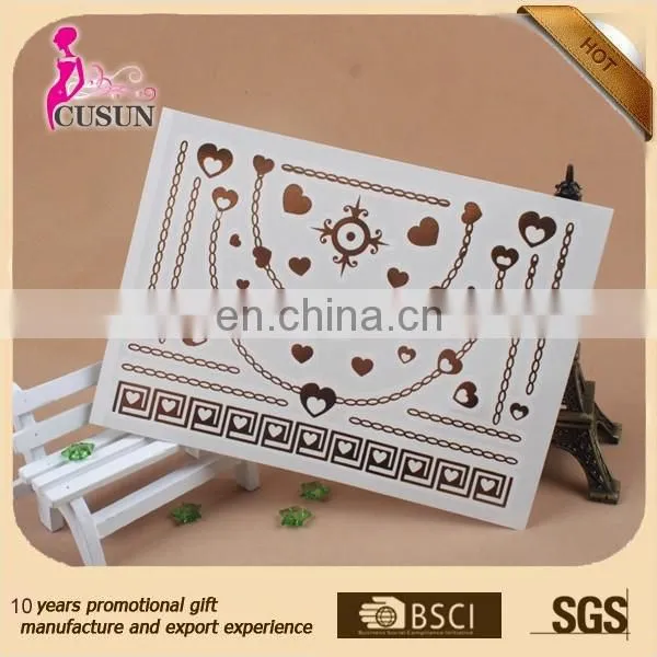 Non-toxic Waterproof tattoo feature blue and silver foil tattoo sticker metal temporary tattoo sticker
