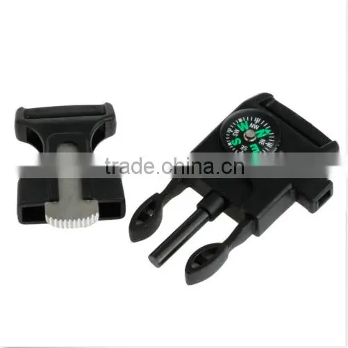 50PCS Side Buckle Whistle Compass Flint Fire Starter Scaper fr Paracord Bracelet