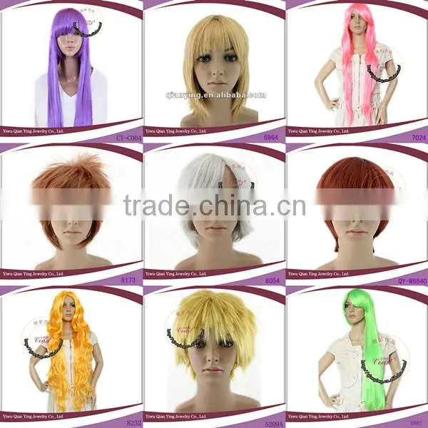 Dark blue color costume straight synthetic party wigs