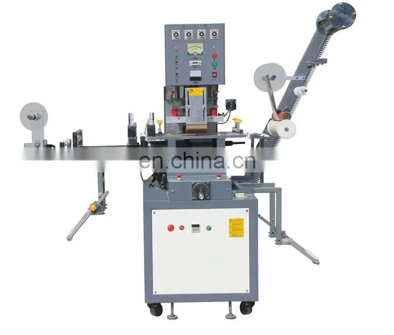 UT12 Automatic Garment Clothing Label Satin Heat Transfer Press, Textile Polyester Nylon Ribbon Embossing Machine