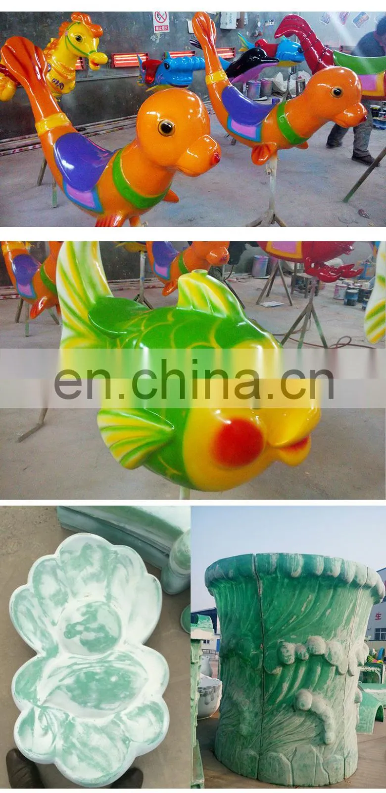 Amusement Park 16 Seats Ocean Carousel Horses Ride For Sale