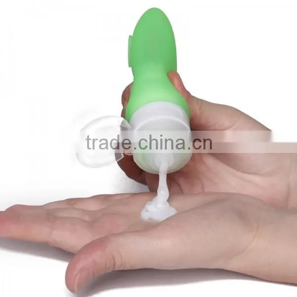 Blue/pink/purple Cute round silicone bottles with flip top cap, 38/60/80ml ball shape silica gel hand sanitizer bottle